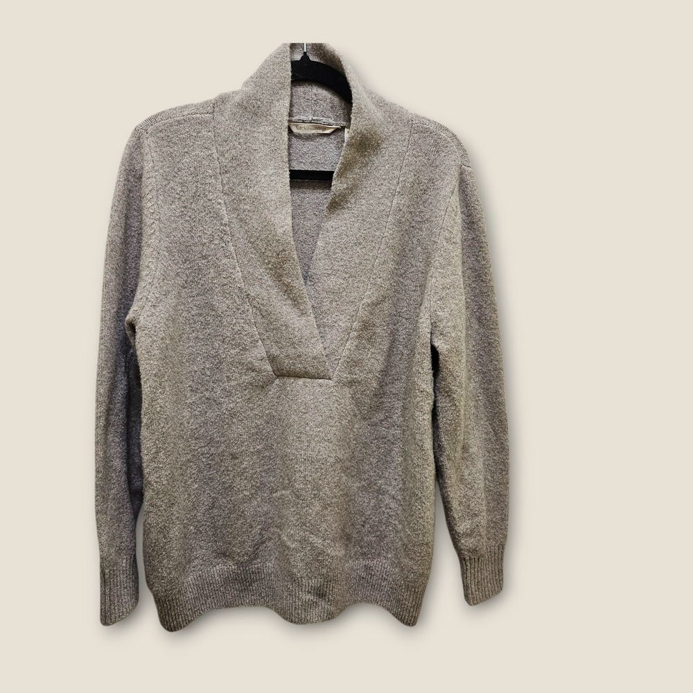 Soft Surroundings XL Gray Pullover‎ Sweater Shawl Neck Long Sleeve Knit Top